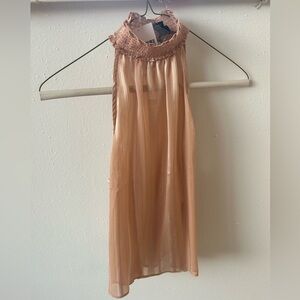 High neck shimmery pink tank